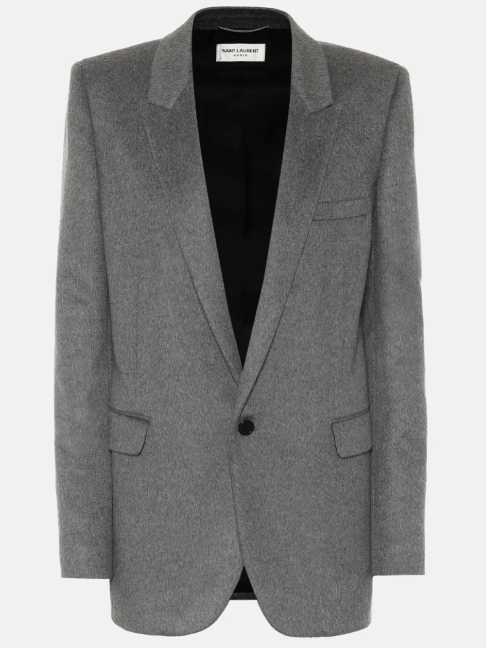Saint Laurent YSL Gray Cashmere Wool Flannel Silk Lined Blazer Jacket